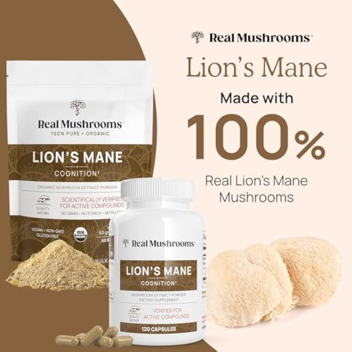 Lions Mane Mushroom Cognition Lions Mane MushroomPowder Extract Capsules | BrainSupplement, Brain Vitamins, FocusSupplement